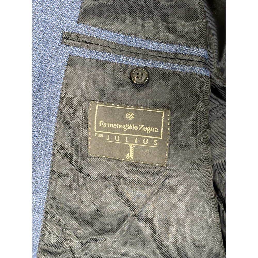 Ermenegildo Zegna 15 Milmil 15 Wool Blazer Sport Coat Mens 44L Blue Italy - Picture 11 of 16